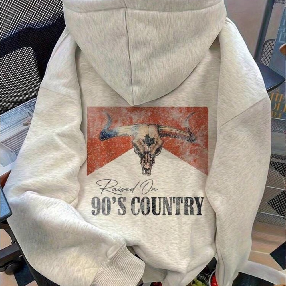 Raised On 90's Country Graphic Hoodie - Light Heather